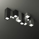 Plafonnier design géométrique à LED avec tubes rectangulaires noir et blanc