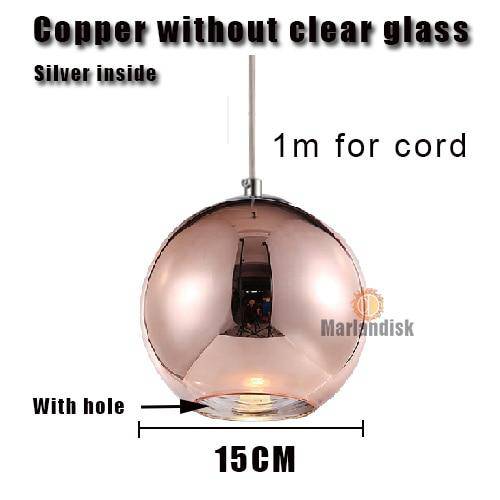 Suspension design LED boule en verre et chromée Copper - vue 8 sur 20