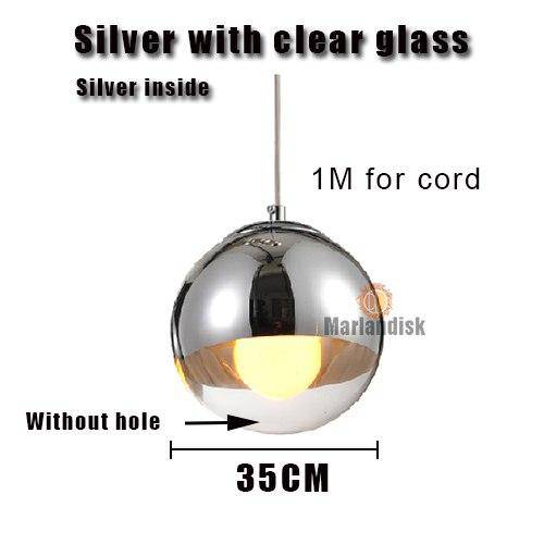 Suspension design LED boule en verre et chromée Copper - vue 10 sur 20
