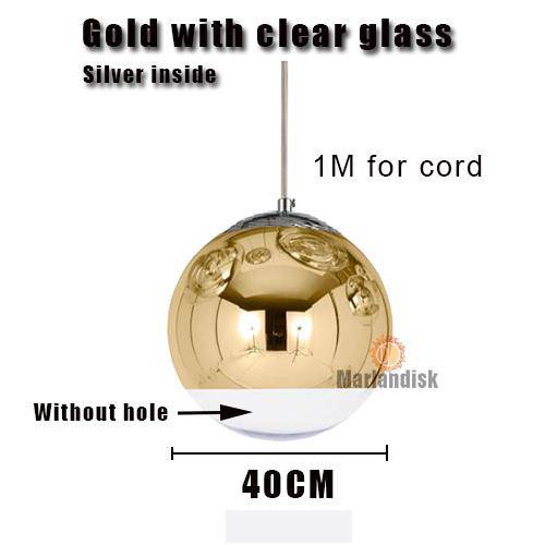 Suspension design LED boule en verre et chromée Copper - vue 7 sur 20