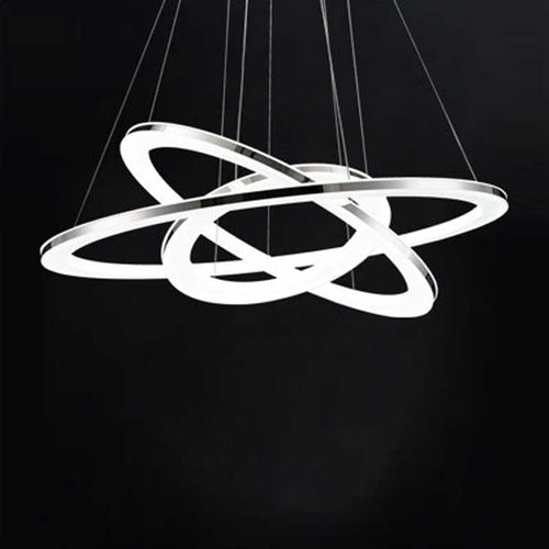 Lustre design avec plusieurs cercles chromés entrelacés Rings - vue 2 sur 6