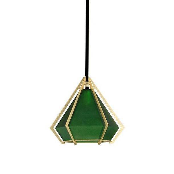 Suspension design LED avec abat-jour en verre diamant style rétro - vue 3 sur 4