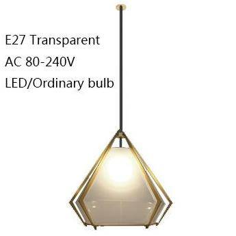 Suspension design LED avec abat-jour en verre diamant style rétro