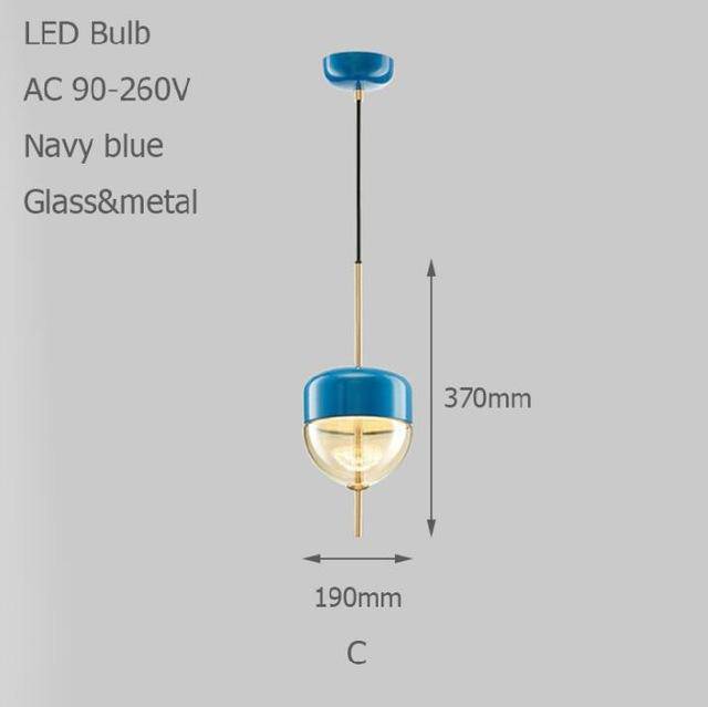 Suspension design LED à forme originale (bleue ou dorée)