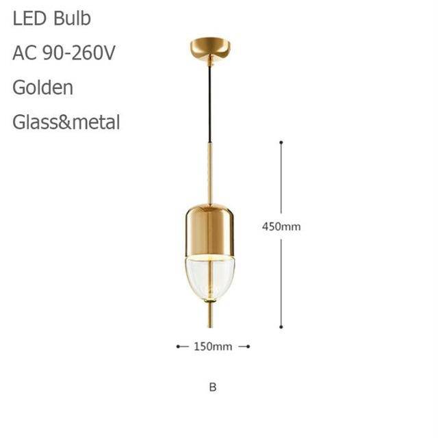 Suspension design LED à forme originale (bleue ou dorée) - vue 5 sur 10