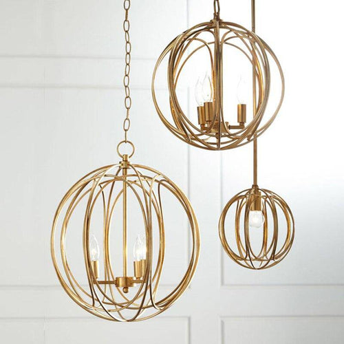 Suspension design LED en boule métal avec ampoules rétro Lewin