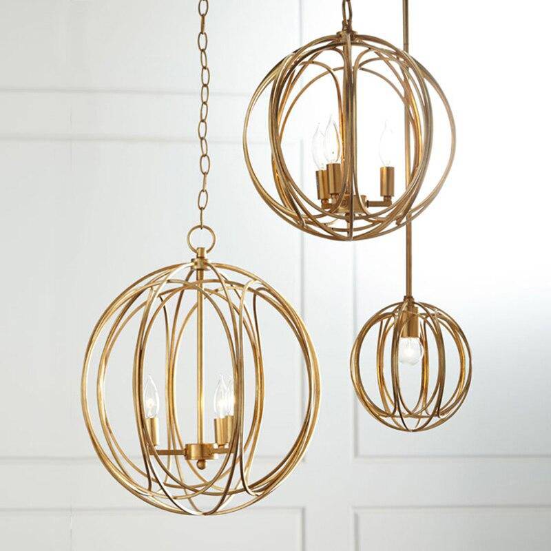 Suspension design LED en boule métal avec ampoules rétro Lewin - vue 3 sur 4