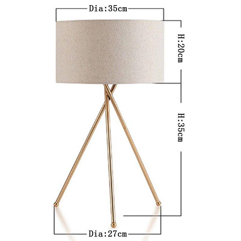 Lampe à poser design dorée avec abat-jour en tissu - vue 4 sur 5