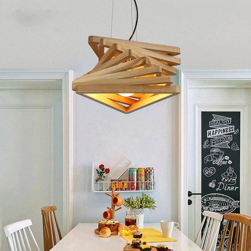 Lustre design triangles en bois Fruit