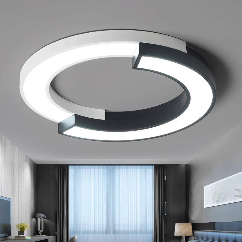Plafonnier design LED demis ronds noir et blanc - vue 4 sur 4