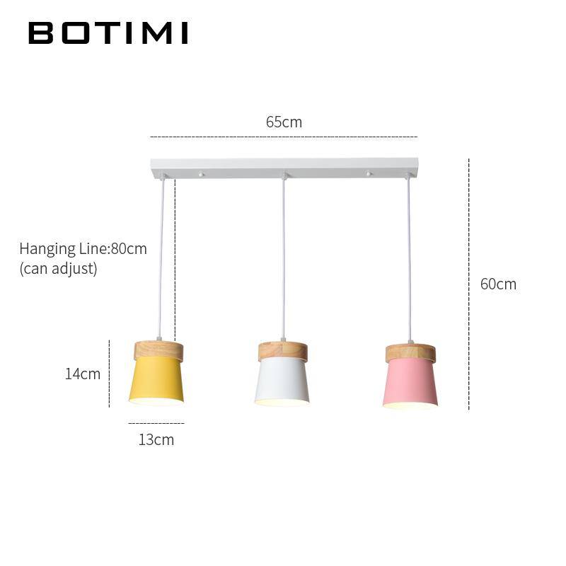 Suspension triple à LED en bois et métal de couleur - vue 7 sur 7