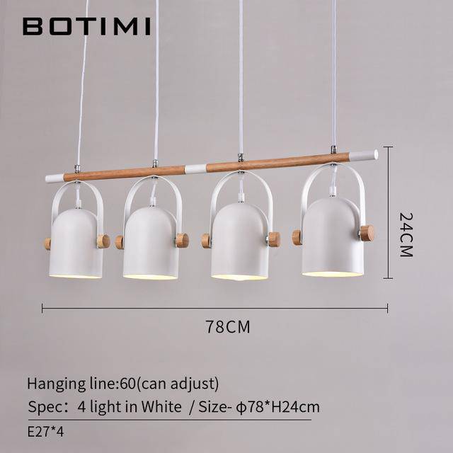 Lustre LED avec barre en bois et spots métal ajustables - vue 4 sur 5