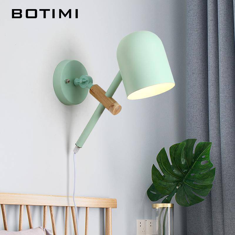 Applique LED design en bois et métal de couleur - vue 5 sur 9