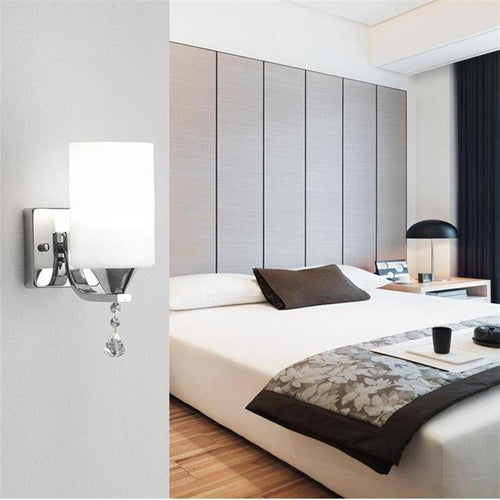 Applique murale LED chromée avec abat-jour cylindrique