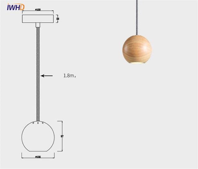 Suspension LED design boule en bois vintage