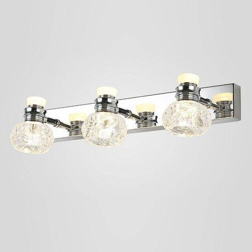 Applique murale LED chromée avec plusieurs lampes en cristal
