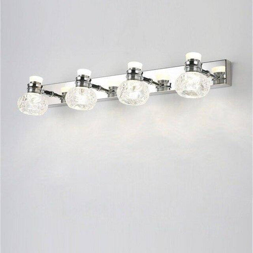Applique murale LED chromée avec plusieurs lampes en cristal