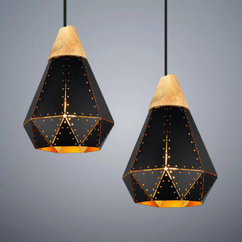 Suspension LED en bois Vintage