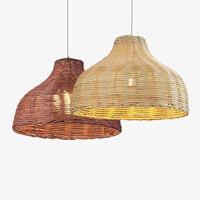 LED pendant light with colourful rattan shade decor