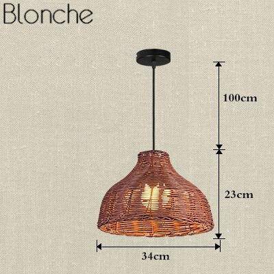 LED pendant light with colourful rattan shade decor - vue 4 sur 4