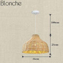 LED pendant light with colourful rattan shade decor
