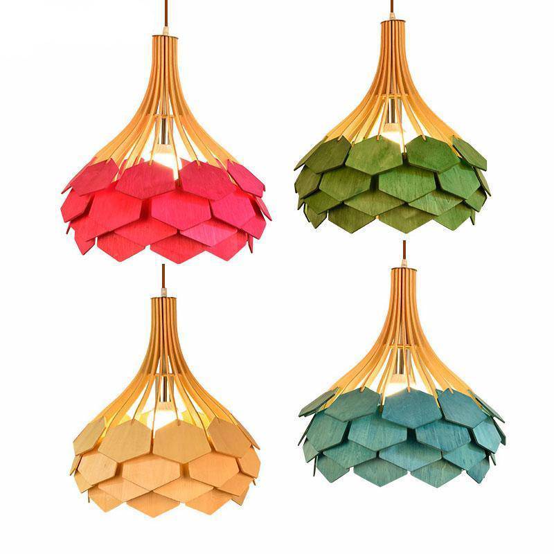 Suspension en bois et pétales de couleurs Wooden - vue 4 sur 10