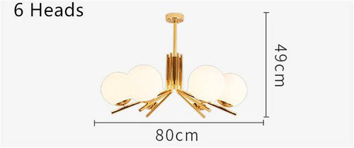 Lustre LED doré avec boules en verre - vue 3 sur 8