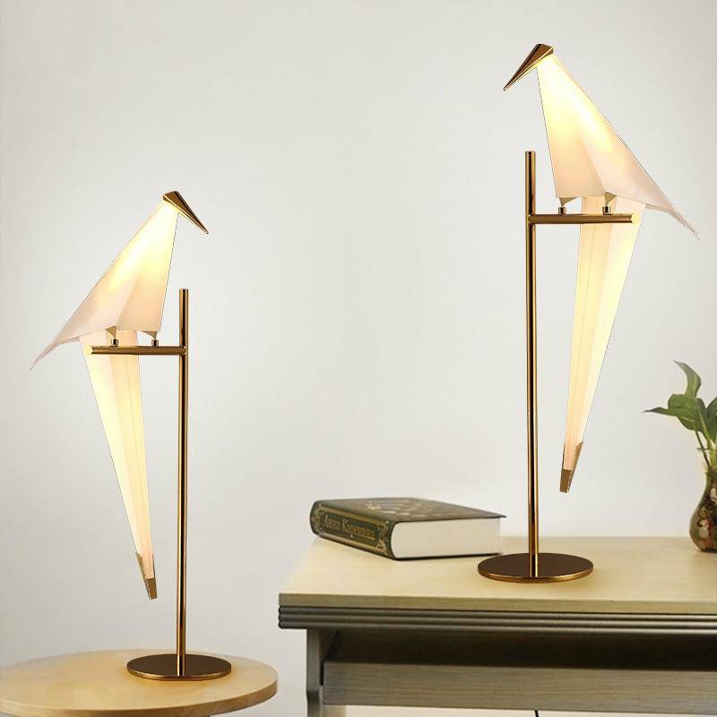 Lampe à poser en forme d'oiseau sur branche dorée - vue 4 sur 6