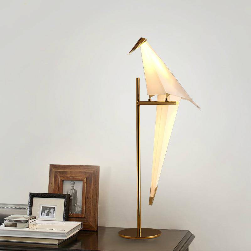 Lampe à poser en forme d'oiseau sur branche dorée - vue 5 sur 6