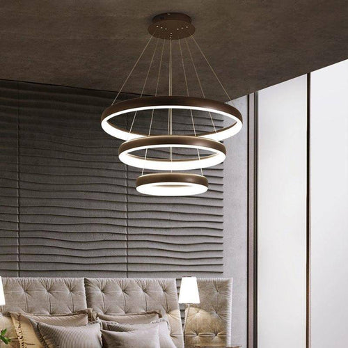 Lustre design LED avec anneaux arrondis - vue 3 sur 5