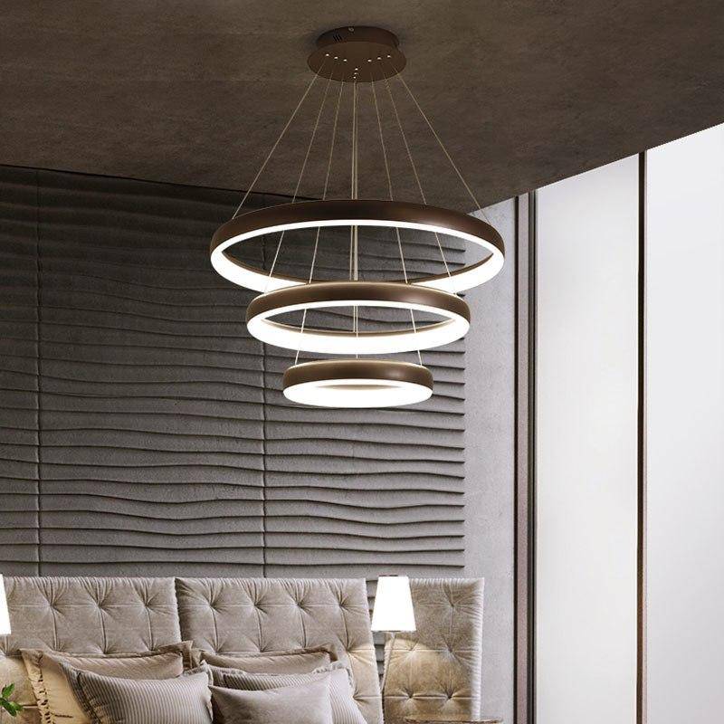Lustre design LED avec anneaux arrondis - vue 3 sur 5