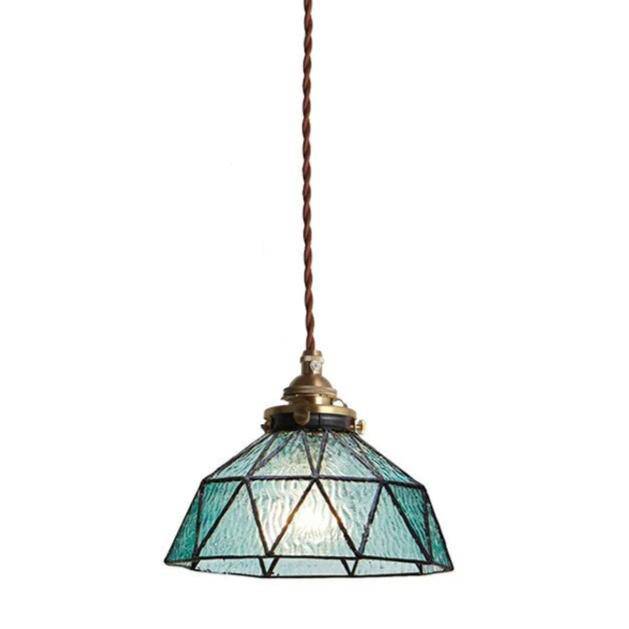 Vintage style coloured glass LED pendant light - vue 4 sur 6