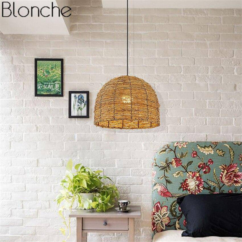 Suspension en rotin LED avec abat-jour de différentes formes Decor