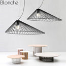 Suspension design à LED chapeau de paille noir