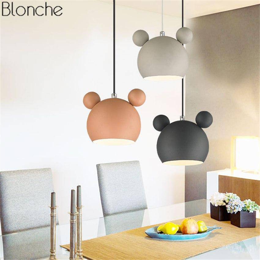 Suspension design à LED en forme de Mickey Mouse coloré - vue 6 sur 11