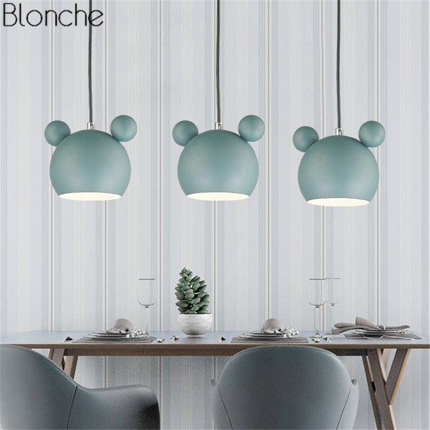 Suspension design à LED en forme de Mickey Mouse coloré - vue 3 sur 11
