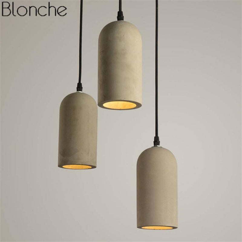 Suspension LED design vintage en ciment arrondie Pipe