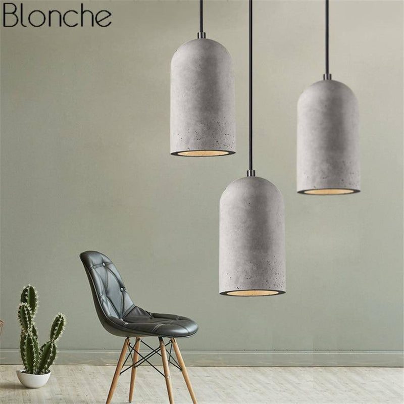 Suspension LED design vintage en ciment arrondie Pipe