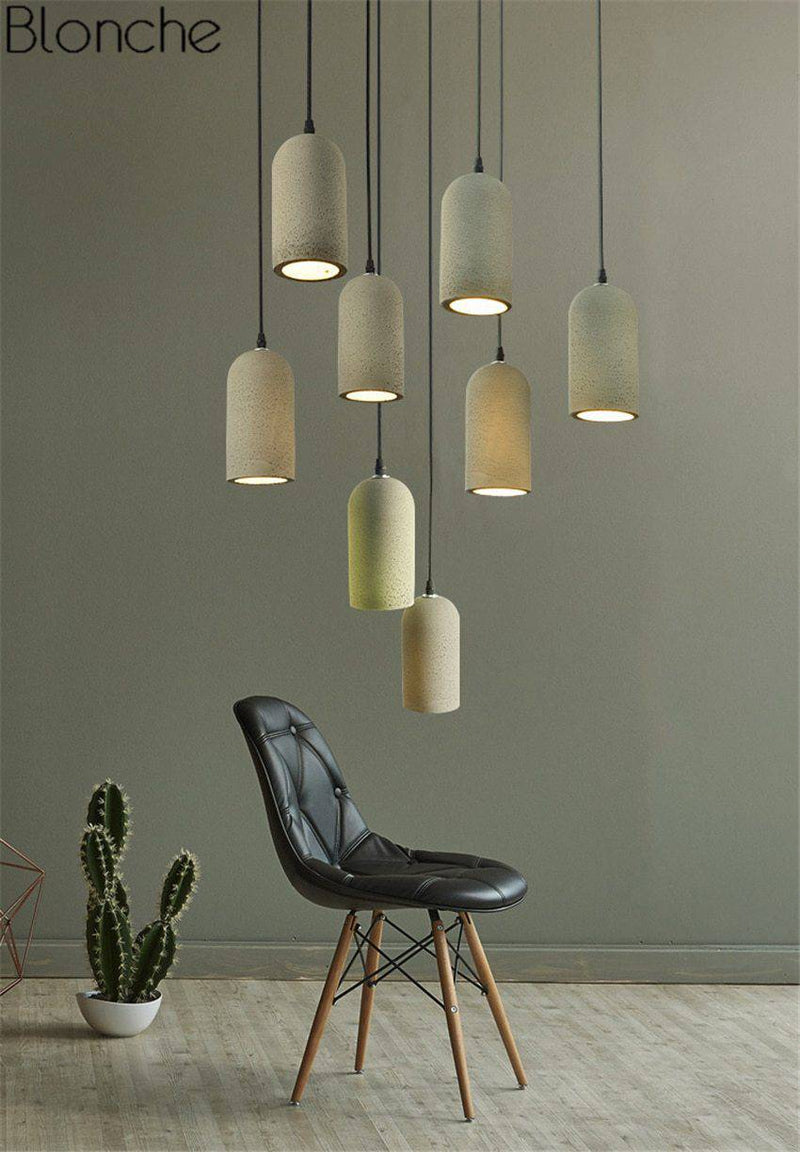 Suspension LED design vintage en ciment arrondie Pipe