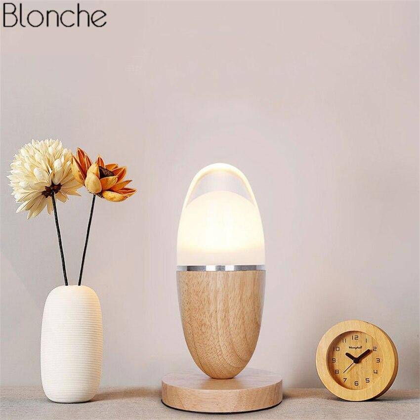 Lampe à poser moderne LED en bois style Egg - vue 3 sur 4