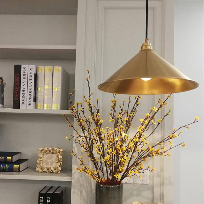 Suspension design LED en forme de cône doré Retro - vue 5 sur 4