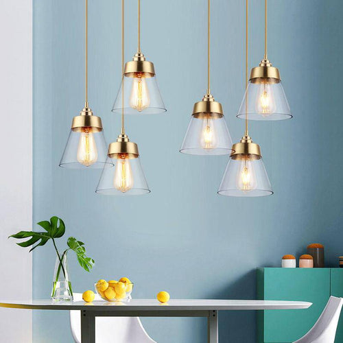 Suspension design à LED avec abat-jour en verre et doré Light Loft