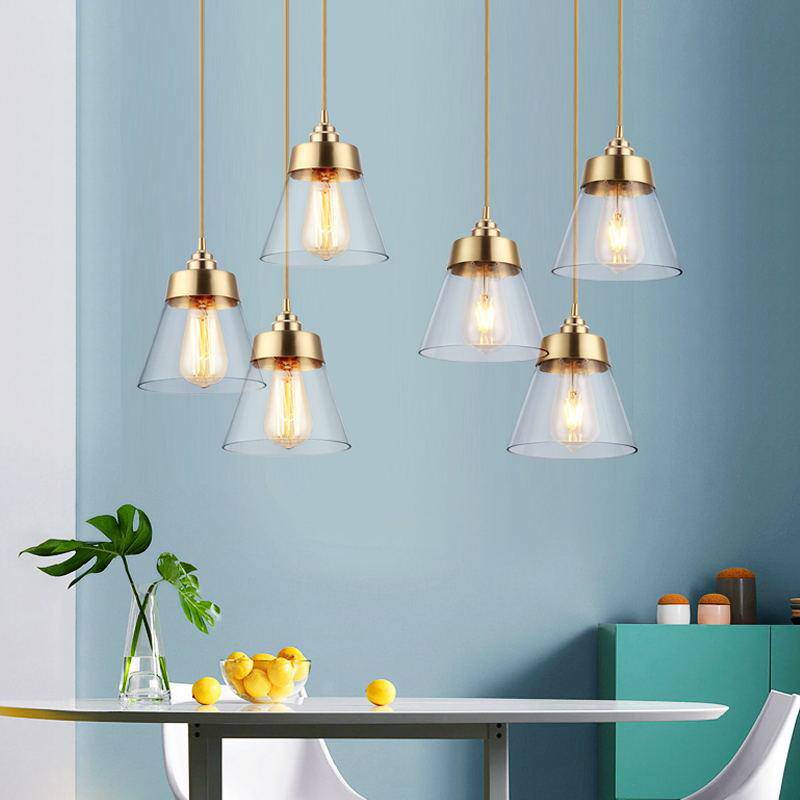 Suspension design à LED avec abat-jour en verre et doré Light Loft