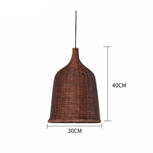 Suspension en rotin LED avec abat-jour en cloche colorée