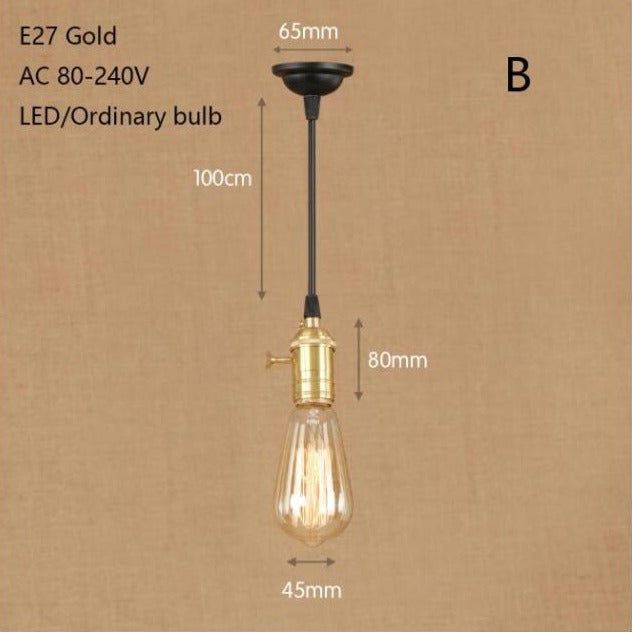 Suspension industrielle LED en métal doré Rayene - vue 3 sur 4