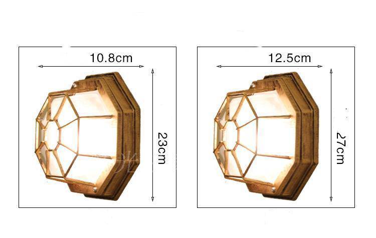 Plafonnier extérieur LED octogonal à grille vintage - vue 3 sur 3