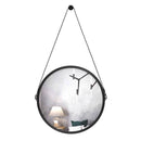 Miroir mural suspendu rond noir Leather