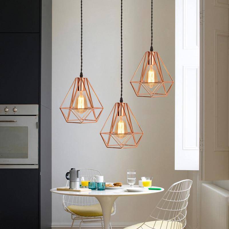 Suspension cage diamant vintage rose ou noir - vue 6 sur 7