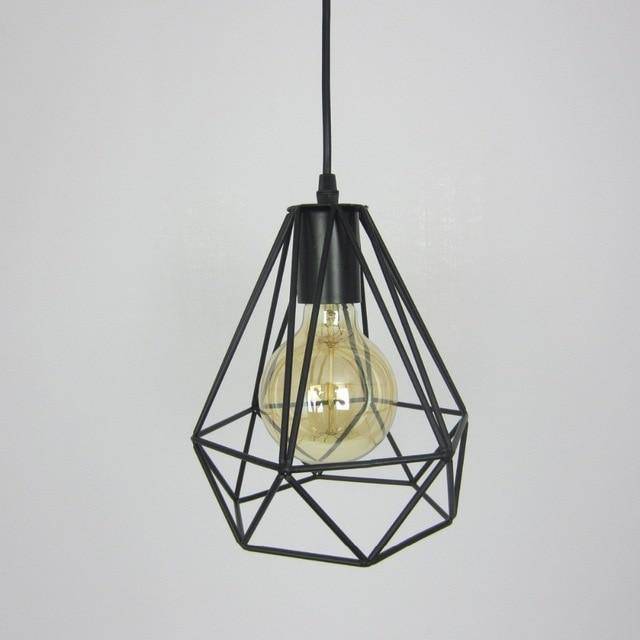 Suspension cage diamant vintage rose ou noir