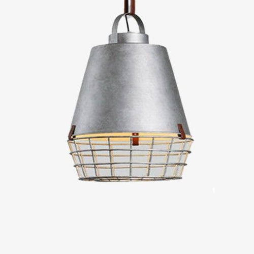 Suspension industrielle à LED avec abat-jour cage grise